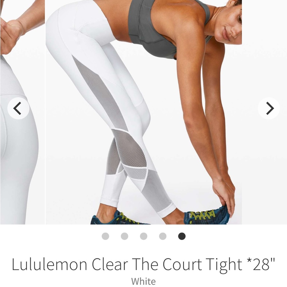 Brand new with both tags, white lululemon clear the court white tight